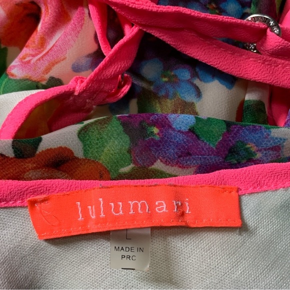 NEW LULUMARI Pink Floral Multicolour Design Maxi Dress Size L. - Picture 13 of 15